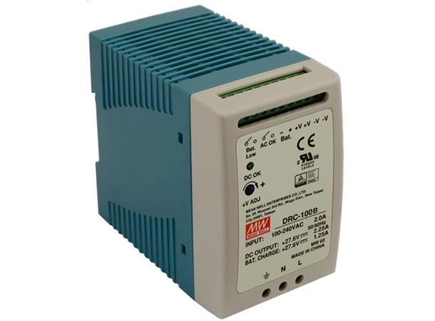 Mean Well DRC-100-B 230AC 24VDC lader 2,25A DIN
