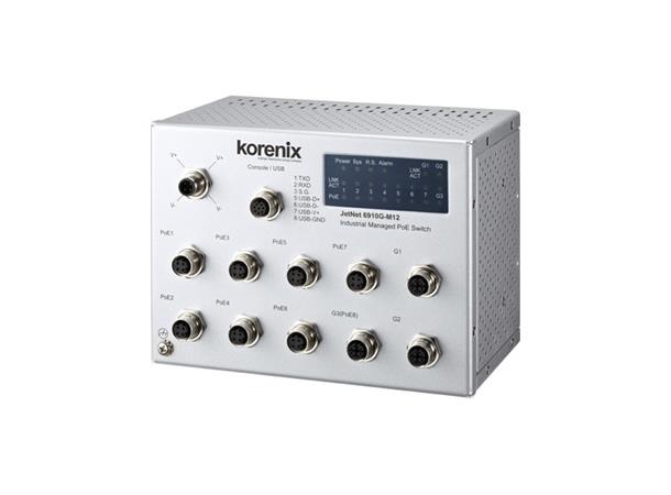 Korenix JetNet 6910G-M12 HVDC Bypass Managed switch, Power inpDC 110V