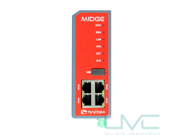 Racom MIDGE2-485 - LTE-4G router 4xETH, 1xRS232/485, 1xDIO, Dual SIM, USB