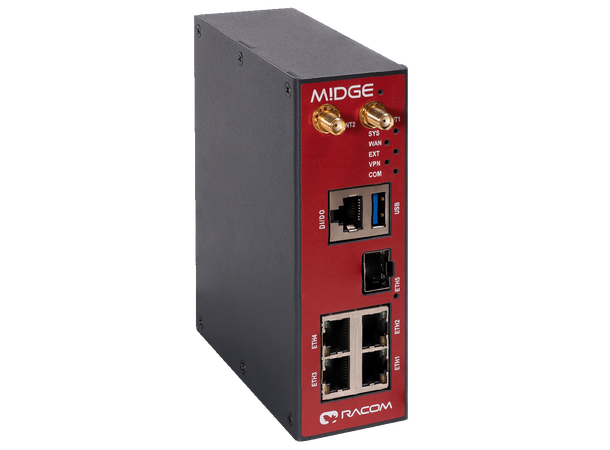 Racom MIDGE3 - Industrial 4G LTE Router 4xGbE, 1xSFP, 1xRS232/485, 3xDI/O