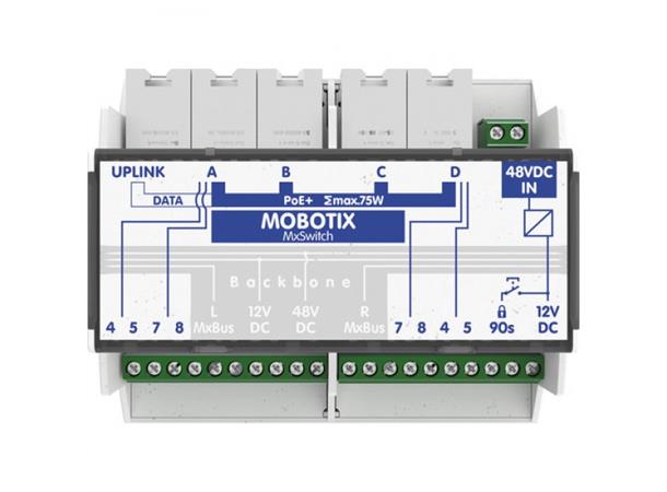 Mobotix MX-SWITCH1 Switch 4TxPoE 1Tx 48VDC DIN